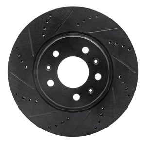 Cadillac STS Brake Rotor (1) - Front Left - R1 Concepts - Drilled & Slotted - Black - `03-`08